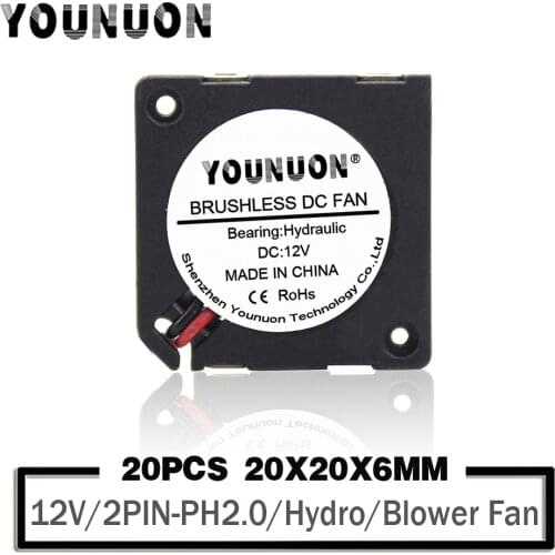 20 Pieces 20mm 2cm 2006 Micro Mini Blower Cooling Fan 20mmx20mmx6mm DC 12V Blower Cooer Heatsinks Fans