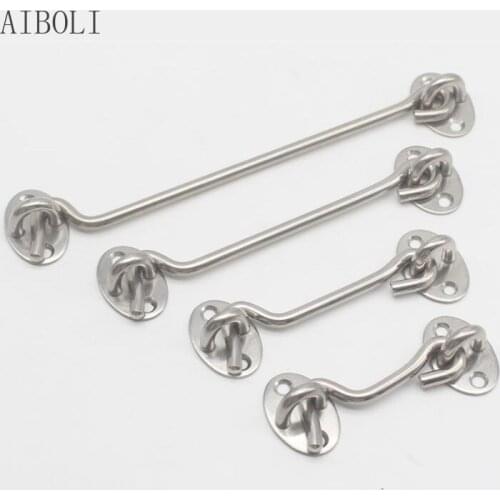 3/4/6/8 Inch Crescent Window Lock With Safety Switch Cabin Hook Door Latch Lock Catch Holder With Install Screws