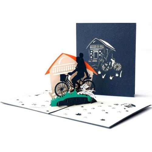 3pcs or 6pcs a Set Father Day Festival Card Postcard Creative 3D Pop-Up Dad Birthday Gift Invitation Card Blue Color