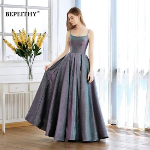 Abiti Da Cerimonia Da Sera A line Evening Dress Long 2021 Vestido De Festa Cheap Prom Dress Gown Elegant Glitter Fabric New