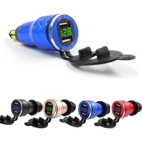 4.2A Metal Dual USB car charger power Adapter Voltage Display Motorcycle Charger For BMW F800GS F650GS F700GS R1200GS Moto Plug