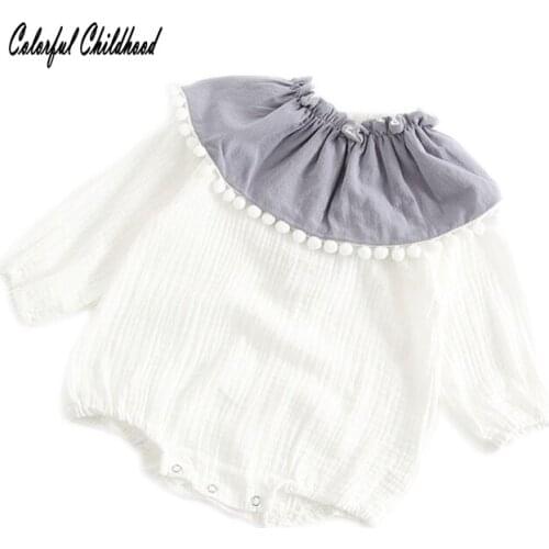 Newborn Baby Bodysuits Girls Long Sleeve Ruffled Collar Floral Twin Baby Clothing Patchwork Color Winter Children Casual Clothes