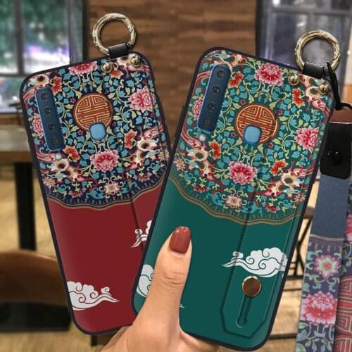 Wristband Chinese Style Phone Case For Samsung Galaxy A9 2018 / A9s / A920 Lanyard New Arrival Cover Delicate Painted Waterproof