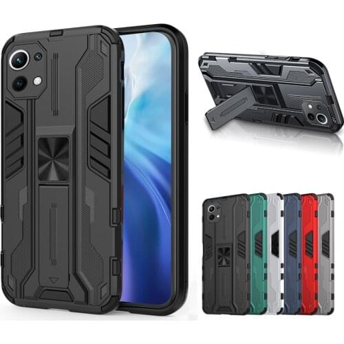 Xiomi mi 11 case soft hard combination dual protect phone cover for xiaomi mi 11 mi11 shell 6.81" pc+tpu double material capas