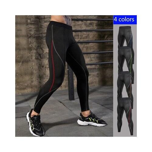 Color Line Running Compression Pants Tights Men Fitness Sportswear Gym Training Pants Elastic Skinny Trousers Sports Leggings