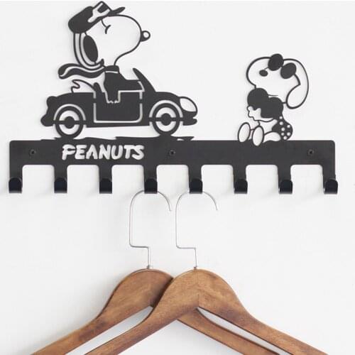 Distinctive Designs 8 Hook Coat Hanger Metal Black Dog Lovely Entryway Belt Leash and Key Holder Wall Hooks Decorative Bathroom