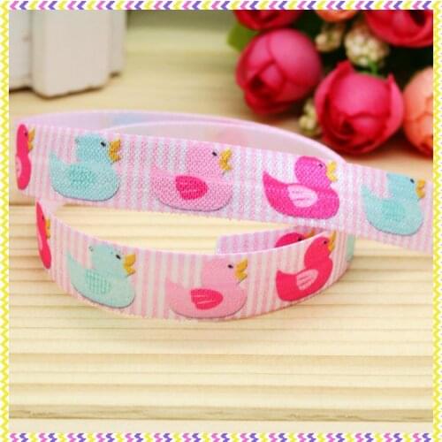 DHK 5/8'' 5yards Fold Elastic FOE duck printed headband headwear hair band diy decoration OEM Wholesale E108