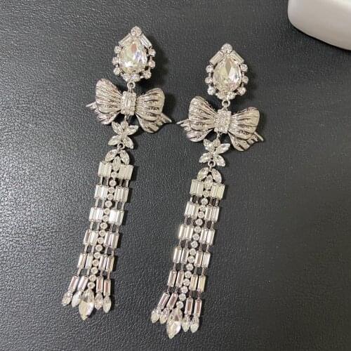 European and American high-quality heavy-duty bow tassel ear clips