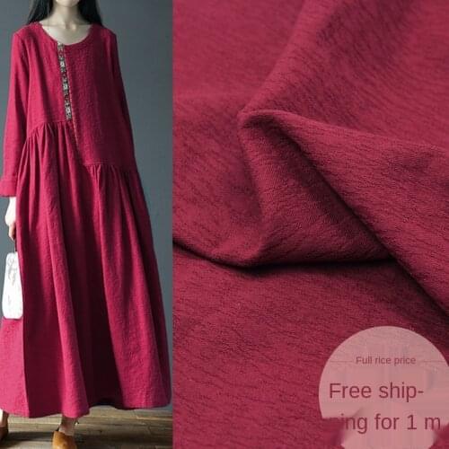 Cotton linen jacquard linen solid color retro dress pants linen garment fabric sewing fabric factory shop not out of stock