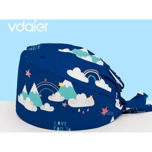 Pharmacist work cap with Sweatband Adjustable Tie Back Hats Unisex Animal Print Cute Pattern scrub cap Elastic cap scrub hats