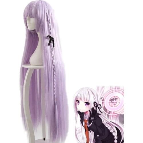 Kirigiri Kyouko Cosplay Wig Game Danganronpa Long Light Purple Color Cosplay Wigs Headwear Cosplay Props