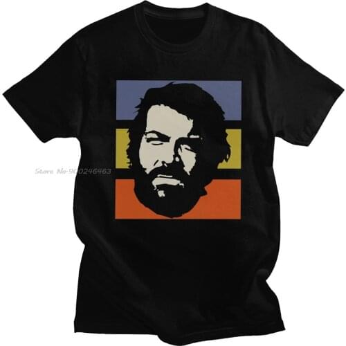 Classic Vintage Bud Spencer Tshirt Men Short Sleeves Pure Cotton Leisure Tshirt O-Neck 80s Terence Hill T-shirt Tees