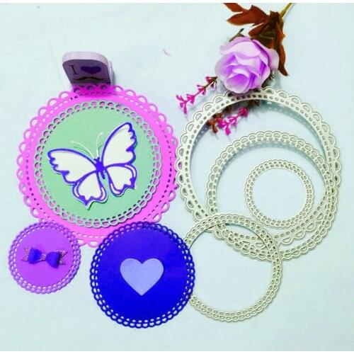 Lace, 4 circles, background Metal Cutting Dies for DIY Scrapbooking Album Paper Cards Decorative Crafts Embossing Die Cuts