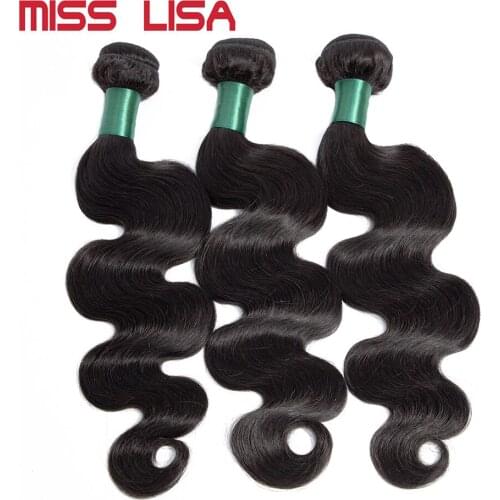 MISS LISA 28 30 Inch Human Hair Bundles Body Wave Hair Bundles Brazilian Hair Weave Bundle Non Remy Natural Color Hair Extension