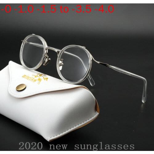 MINCL Vintage Small Round Nearsighted Transition Glasses Women Fashion New Myopia Photochromic Sunglasses for Men NX