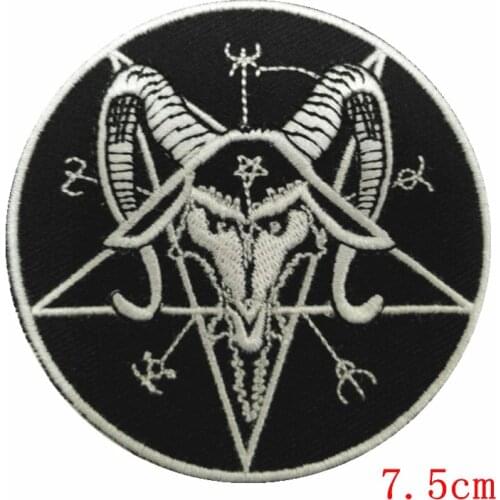 Aanywe patch SATAN pentagram baphomet black metal iron-on patch embroidered