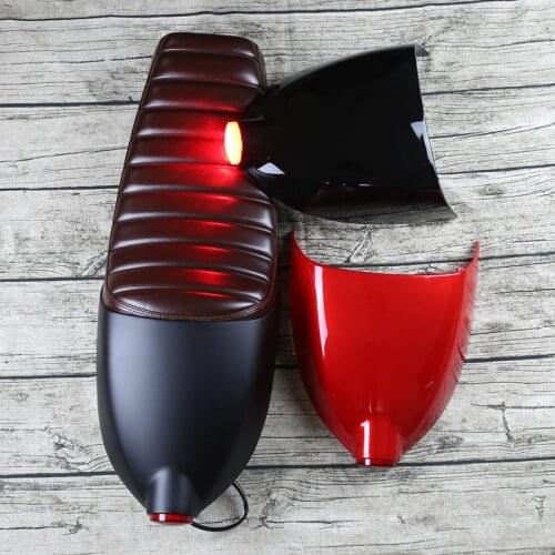 New stripe Vintage motorcycle cushion motorcycle seat with cover and tail light brown Cafe Racer Seat refit