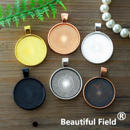 5 Pieces Fit 25mm Cabochon Settings Antique Silver Bronze Rose Gold Black Color Plated Round Cameo Base Blank Tray Zinc Alloy