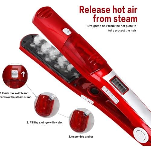 Professional Steam Hair Straightener Ceramic Vapor Infrared Heating Flat Iron Steampod Salon 2 inch big size straighter Iron