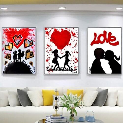 Love Graffiti Art Posters and Prints on Canvas Painting Street Graffiti Wall Art Decorative Pictures Living Room Bedroom Decor