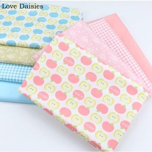 100% Cotton Twill Fabric PINK BLUE Apple Green Camel Pink Small Flower Floral Check for DIY Handwork Kid Apparel Dress Patchwork