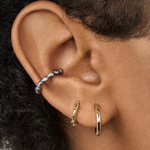 Fashion Women Pearl Ear Cuff Brincos Shell C-shape Geometry Small Clip Earrings for Ladys Bohemian Charm Jewelry Gift 1 Piece