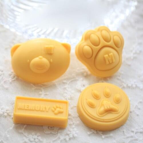 Silicone Soap Molds Bear Paw Mold DIY Handmade Candle Mold Aroma Moulds Animals Bear Cute 4 Styles Craft Art Silicone Rubber