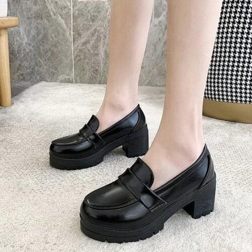 Cute Lolita Girl Women Maid Boots Shoes Round Toe Leather Shoes Japanese JK School Uniform Anime Cosplay Summer Footwear