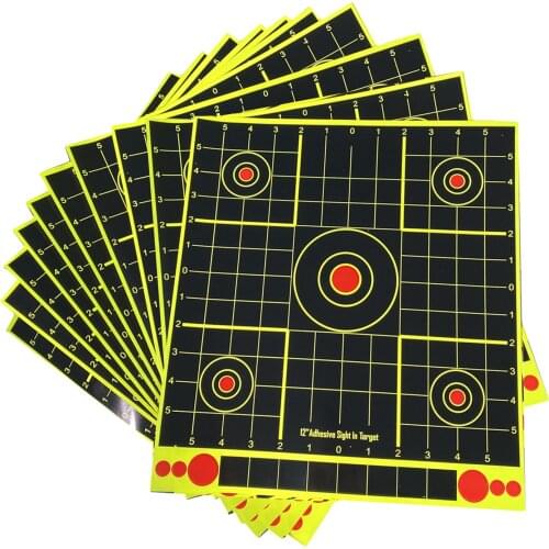 10 Pack 12inch Shooting Target Hunt Training Aids Splatter Paper Targets Self-Adhesive Sticker Sheets