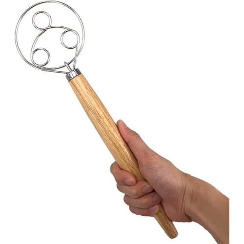 Stainless Steel Egg Whisk Manual Hand Egg Mixer Egg Stirrer Wood Handle Milk Egg Beater Big Egg Mixing Mixer Cooking Tools