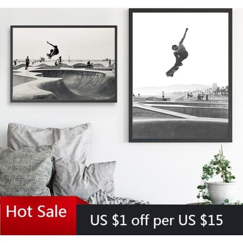 Venice Canvas Painting Art Poster Prints Angeles Venice Beach Photography Black and White Picture Home Art Wall Decor Room Decor