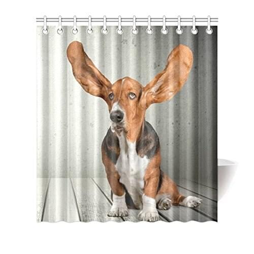 Funny Realistic Dog Puppy Waterproof Shower Curtain Decor, Fabric Bathroom Set with Hooks, 66(Wide) x 72(Height) Inches