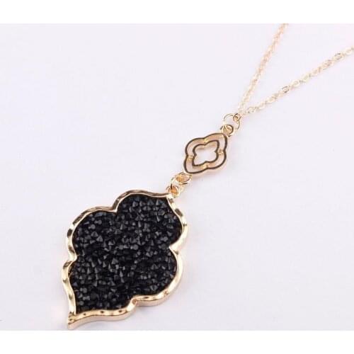 Pave Crystals Morocco Magnolia Flower Pendant Necklace for Women Moroccan Pendant Necklace Small Business Manufacturer Wholesale