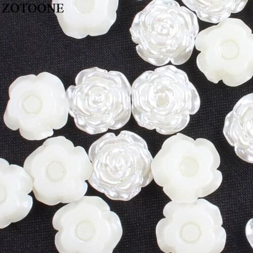 ZOTOONE Beige Pearl Applique Strass Stones Abs Resin Nail Art Rose Rhinestones Crystals Rhinestones Non Hotfix Dress E