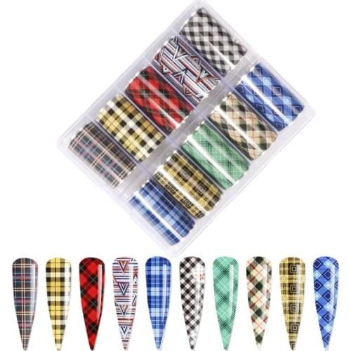 10Roll/Set Nails Art Slider Tattoo Line Lattice Designs Foils Nail Transfer Tips Manicure Art DIY Stickers For Nail Art 3D Decal