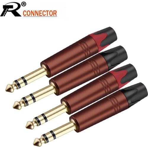 10PCS 6.35MM Jack Connector 3 Pole Stereo Sophomore Core Amplifier Microphone 6.3MM Jack 1/4 Male Plug Connector