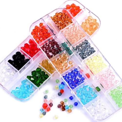 2-6mm glass rice beaded rhombus flat beaded hand suture 12 cases combined DIY jewelry accessories beaded materials