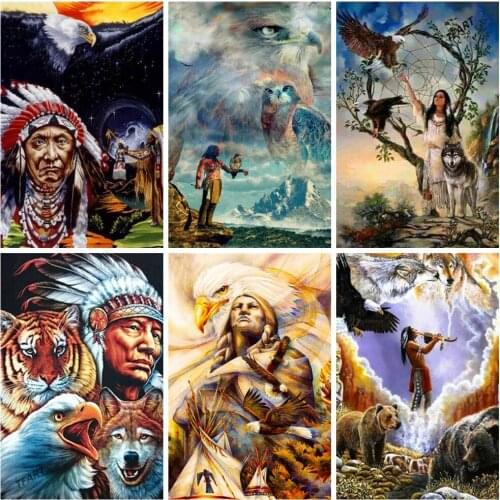 5D Diamond Painting Indians DIY Diamond Embroidery Mosaic Diamond Inlay Art Paris Craft Diamond Painting Tools