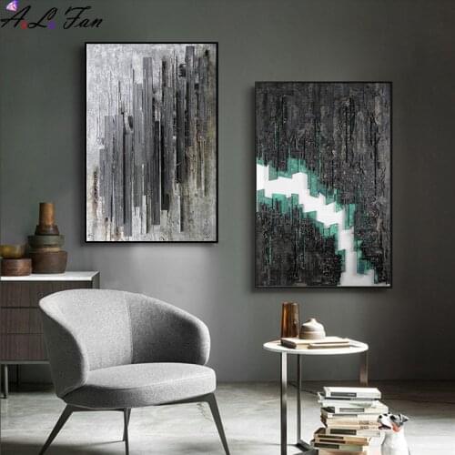 Abstract industrial style canvas painting poster print modern white and black wall art images for living room home decor