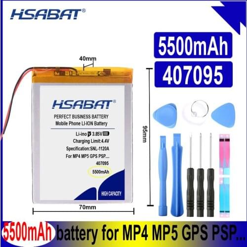 HSABAT [407095] replace [357095] 5500mAh Battery for tablet pc 7 inch MP3 MP4 Batteries