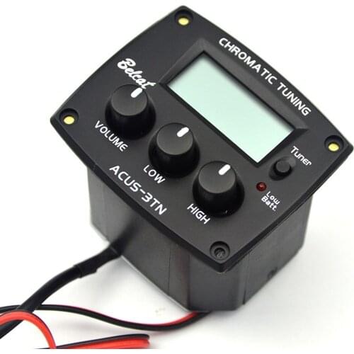 Belcat ACUS-3TN Guitar Pickup 3 Band Equalizer Preamp 3Band EQ with LCD Tuner for Silm Body Guitar Auto Chromatic tuning mode