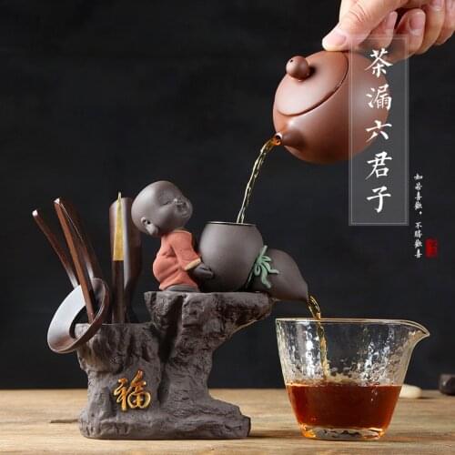 Free Shipping Kung Fu Tea Set Tea Ceremony Little Monk Tea Accessories Set Clip Needle Ceramic Tea Scoop Strainers Six Gentleman