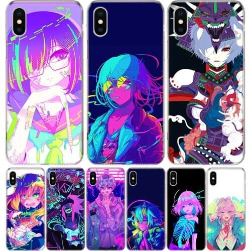 Neon Oni Girl Anime Cover Phone Case For iPhone 11 12 Mini Pro 7 6 X 8 6S Plus XS MAX + XR 5S SE 10 Ten Art TPU Coque Capa Shell