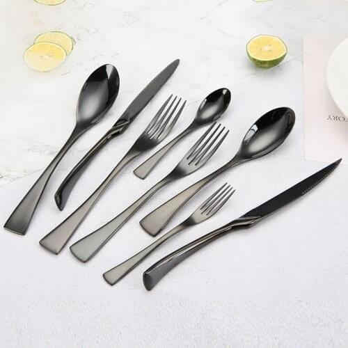 Black Cutlery Set 6/8 pcs Stainless Steel Western Gold Tableware Sets Fork Steak Knife Dinnerware Hotel Restaurant Flatware set