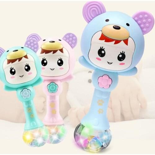 LED Flashing Baby Rattles Infant Bells Juguetes Music Hand Bells Rattles Newborn Baby Toy Early Educational Baby Toys 0-12M