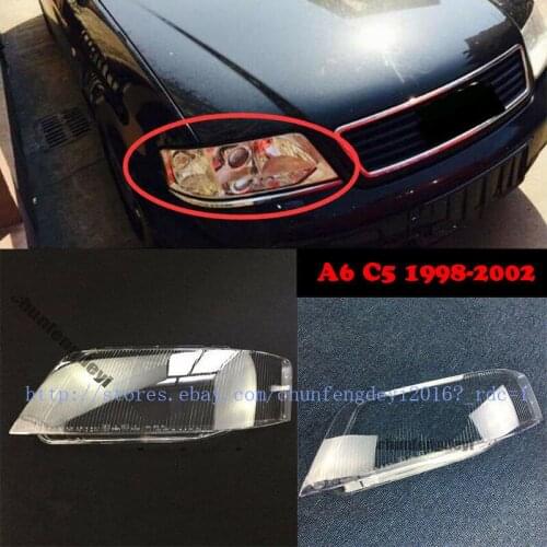For Audi A6 C5 1998-2002 2pcs Left and Right Front Kit Cover Lens Headlights