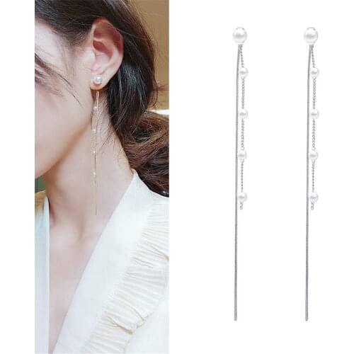 Elegant Tassel Earrings Stylish Women Noble Tassels Silvery Long Hook Dangle Chain Earrings Party Wedding Bridal Accessories
