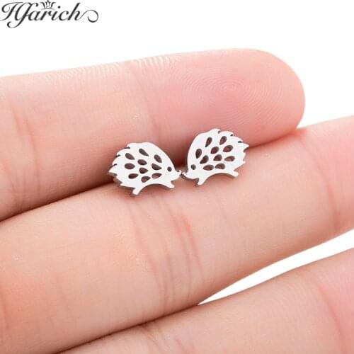 Hfarich Sweet Cute Charming Colorful Simple Hedgehog Earrings Charm Generous Mini Female Jewelry Ear For Women Girls Party Gifts