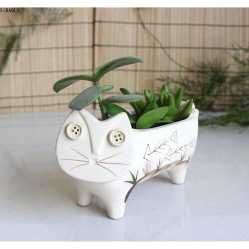 Ceramic Succulent Flowerpot Zakka Flower Vase Decoration Accessories Modern Home Vasos Desk Florero Cute Animal decor