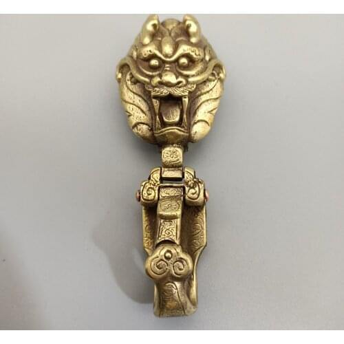 China Collection Brass Sculpture Dragon Head Belt Buckle Metal Crafts Home Decoration#3